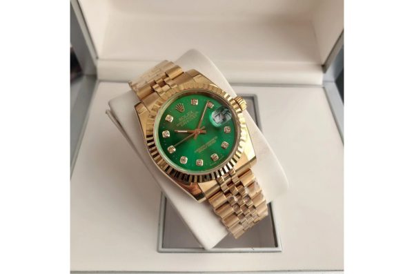 Rolex Datejust Replica 36/28mm Rose Gold/Rose Gold Jubilee Green Dial Luxury Watch - Image 3