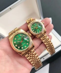 Rolex Datejust Replica 36/28mm Rose Gold/Rose Gold Jubilee Green Dial Luxury Watch