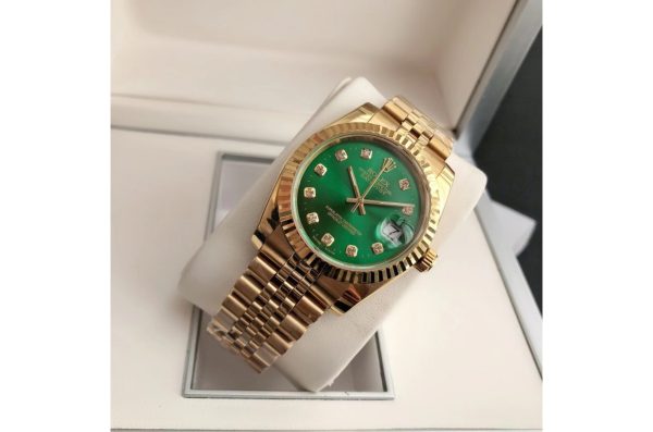 Rolex Datejust Replica 36/28mm Rose Gold/Rose Gold Jubilee Green Dial Luxury Watch - Image 4