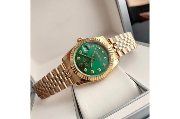 Rolex Datejust Replica 36/28mm Rose Gold/Rose Gold Jubilee Green Dial Luxury Watch - Image 6