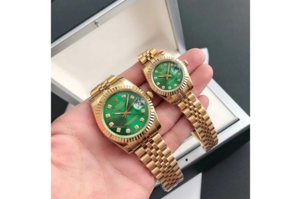 Rolex Datejust Replica 36/28mm Rose Gold/Rose Gold Jubilee Green Dial Luxury Watch
