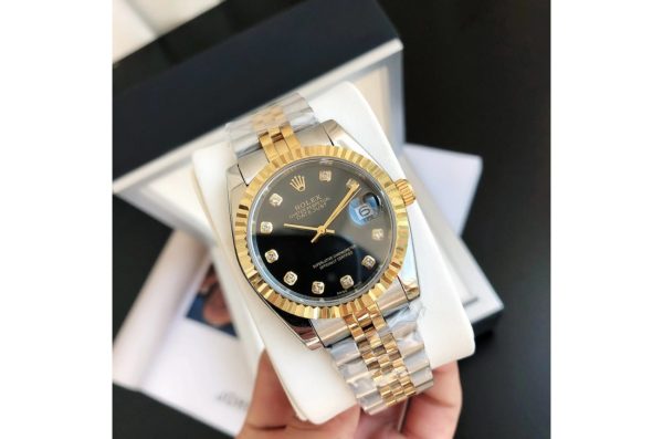 Rolex Datejust Replica 36/28mm RG/SS Jubilee Black Diamond Luxury Watch - Image 2