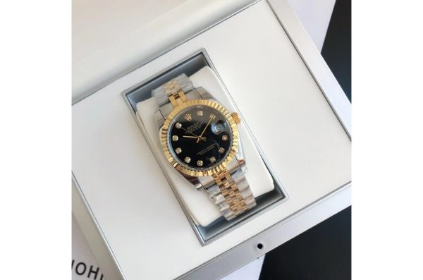 Rolex Datejust Replica 36/28mm RG/SS Jubilee Black Diamond Luxury Watch - Image 3