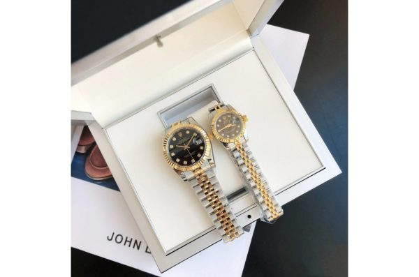 Rolex Datejust Replica 36/28mm RG/SS Jubilee Black Diamond Luxury Watch - Image 6