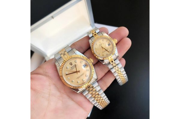 Rolex Datejust Replica 36/28mm RG/SS Jubilee Gold Dial Luxury Watch