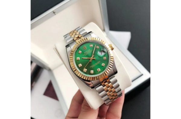 Rolex Datejust Replica 36/28mm RG/SS Jubilee Green Dial Luxury Watch - Image 2