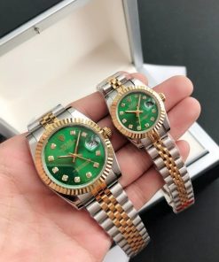 Rolex Datejust Replica 36/28mm RG/SS Jubilee Green Dial Luxury Watch
