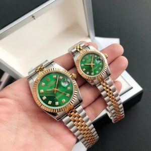 Rolex Datejust Replica 36/28mm RG/SS Jubilee Green Dial Luxury Watch