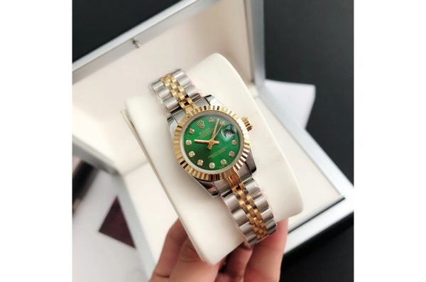 Rolex Datejust Replica 36/28mm RG/SS Jubilee Green Dial Luxury Watch - Image 6
