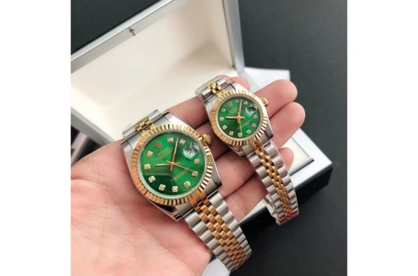 Rolex Datejust Replica 36/28mm RG/SS Jubilee Green Dial Luxury Watch