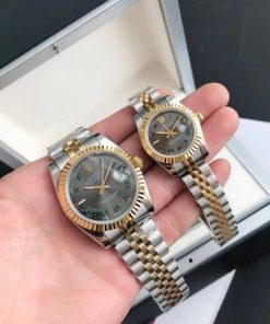 Rolex Datejust Replica 36/28mm RG/SS Jubilee Grey/Roman Dial Luxury Watch