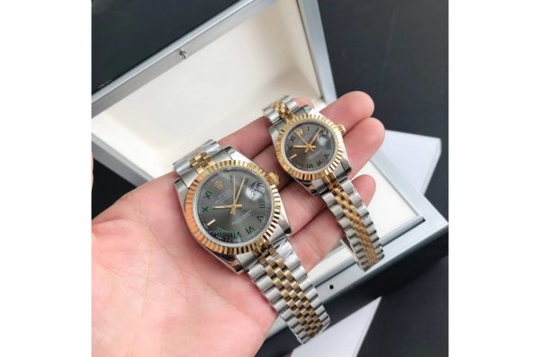 Rolex Datejust Replica 36/28mm RG/SS Jubilee Grey/Roman Dial Luxury Watch