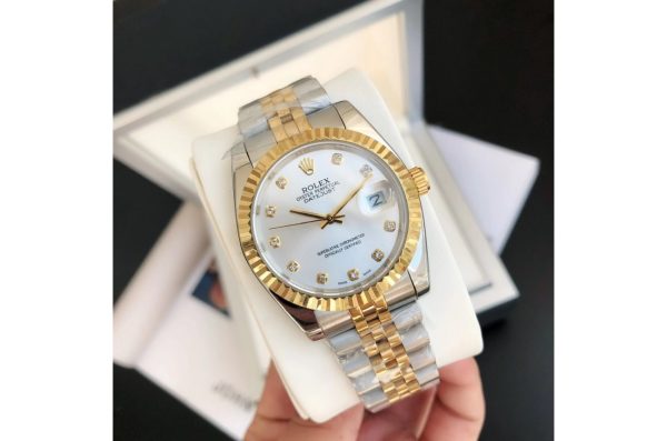 Rolex Datejust Replica 36/28mm Rose Gold Stainless Steel Jubilee Silver Diamond Luxury Watch - Image 2