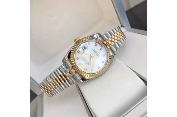 Rolex Datejust Replica 36/28mm Rose Gold Stainless Steel Jubilee Silver Diamond Luxury Watch - Image 3