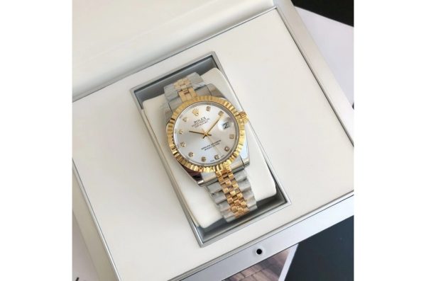 Rolex Datejust Replica 36/28mm Rose Gold Stainless Steel Jubilee Silver Diamond Luxury Watch - Image 4