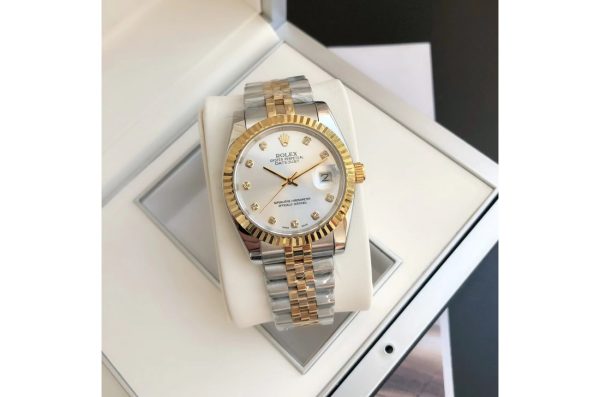 Rolex Datejust Replica 36/28mm Rose Gold Stainless Steel Jubilee Silver Diamond Luxury Watch - Image 5