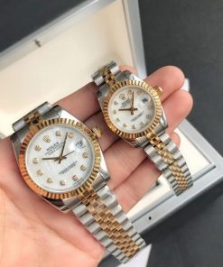 Rolex Datejust Replica 36/28mm RG/SS Jubilee White Dial Luxury Watch