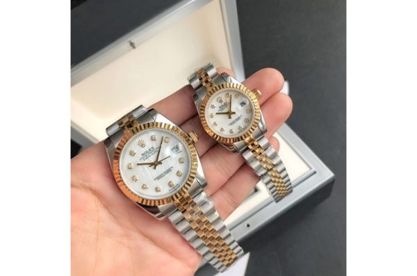 Rolex Datejust Replica 36/28mm RG/SS Jubilee White Dial Luxury Watch