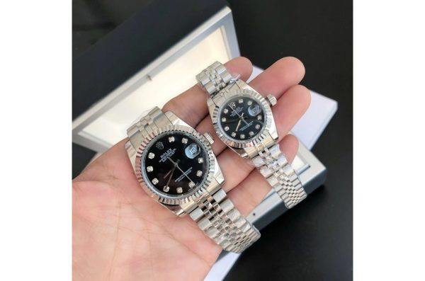 Rolex Datejust Replica 36/28mm SS/SS Jubilee Black Dial Luxury Watch