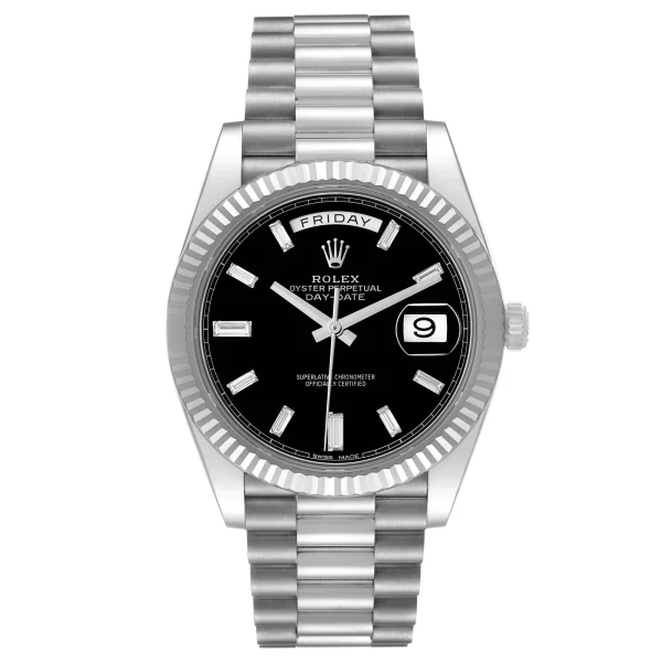 Superclone Rolex Day-Date 40mm Black Baguette Dial Replica Luxury Watch for Men