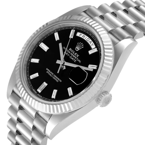 Superclone Rolex Day-Date 40mm Black Baguette Dial Replica Luxury Watch for Men - Image 4