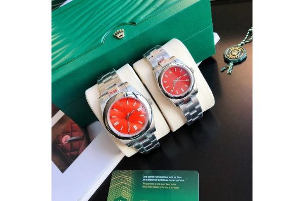 Rolex Oyster Perpetual Replica 31/41mm Stainless Steel/Red/Strap - Luxury Watch