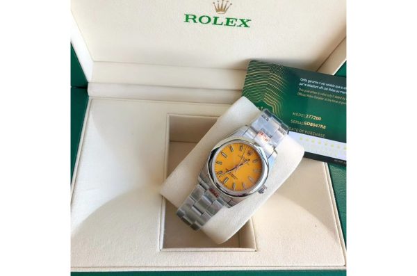 Rolex Replica Oyster Perpetual High Quality Automatic 31/41mm Stainless Steel Yellow Dial Luxury Watch - Image 5