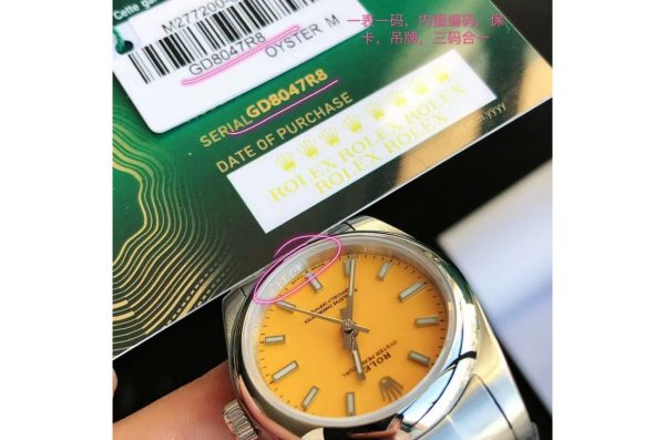 Rolex Replica Oyster Perpetual High Quality Automatic 31/41mm Stainless Steel Yellow Dial Luxury Watch - Image 6