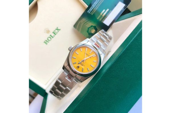 Rolex Replica Oyster Perpetual High Quality Automatic 31/41mm Stainless Steel Yellow Dial Luxury Watch - Image 7