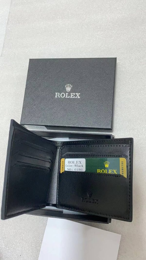 Rolex Wallet Replica - Luxury High Quality Leather Wallet - Stylish Design - Black Color - Image 3