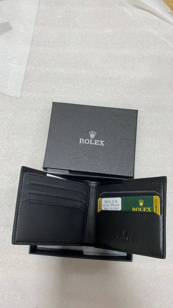 Rolex Wallet Replica - Luxury High Quality Leather Wallet - Stylish Design - Black Color - Image 4