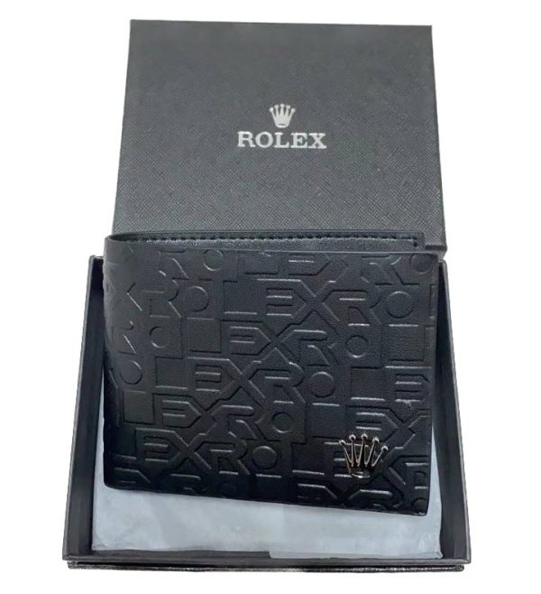 Rolex Wallet Replica - Luxury High Quality Leather Wallet - Stylish Design - Black Color