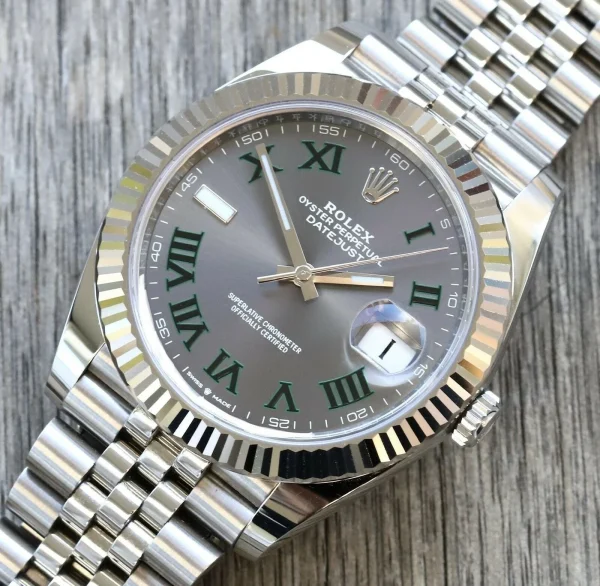 Rolex Datejust 41mm Replica Rhodium Dial 126334 ??Wimbledon?? Flutted Jubilee Luxury Watch - Image 2