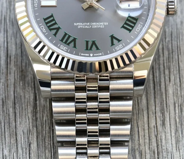 Rolex Datejust 41mm Replica Rhodium Dial 126334 ??Wimbledon?? Flutted Jubilee Luxury Watch - Image 4