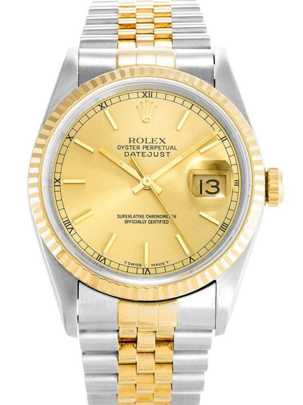 Rolex Datejust Replica 36mm Gold Dial Men's Luxury Watch 16233