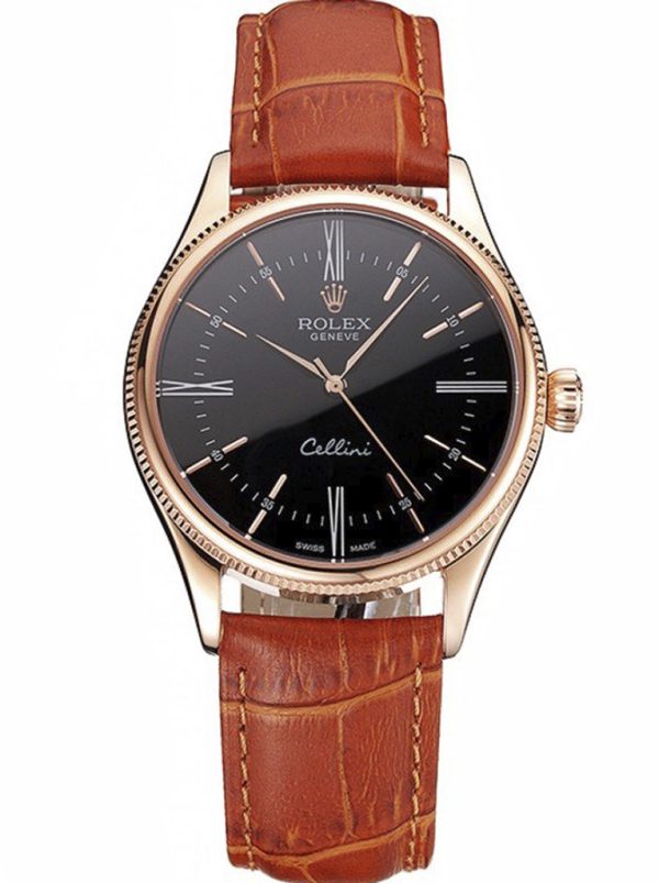 Rolex Cellini Superclone Replica 38mm Black Dial Luxury Watch