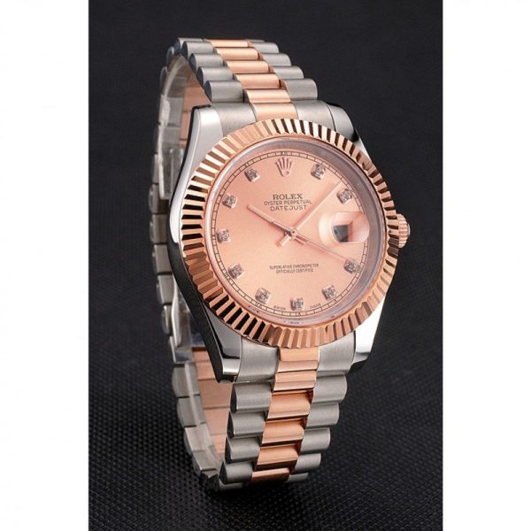 Rolex Datejust Superclone Replica 41mm Rose-Gold Dial Luxury Men's Watch - Image 3