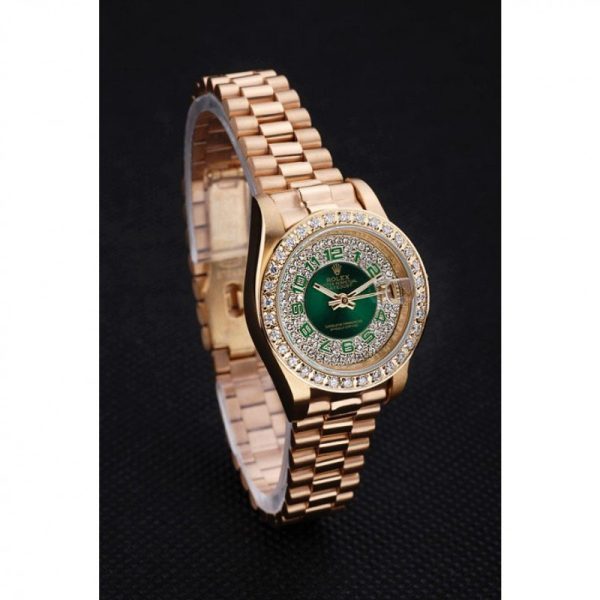 Rolex Datejust 28mm Green Dial Replica Luxury Women's Watch - Image 3