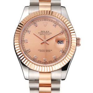 Rolex Datejust Superclone Replica 41mm Rose-Gold Dial Luxury Men's Watch