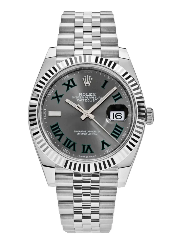 Rolex Datejust 41mm Replica Rhodium Dial 126334 ??Wimbledon?? Flutted Jubilee Luxury Watch
