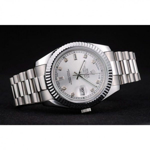 Superclone Rolex Day-Date 40mm Silver Dial Luxury Replica Watch - High Quality Timepiece - Image 4