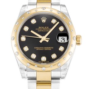Rolex Datejust Replica Mid-Size 31mm Black Dial 178343 Luxury High Quality Watch