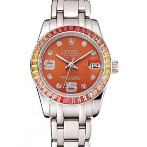 Rolex Datejust Replica 33mm Orange Dial Luxury Watch - High Quality Timepiece