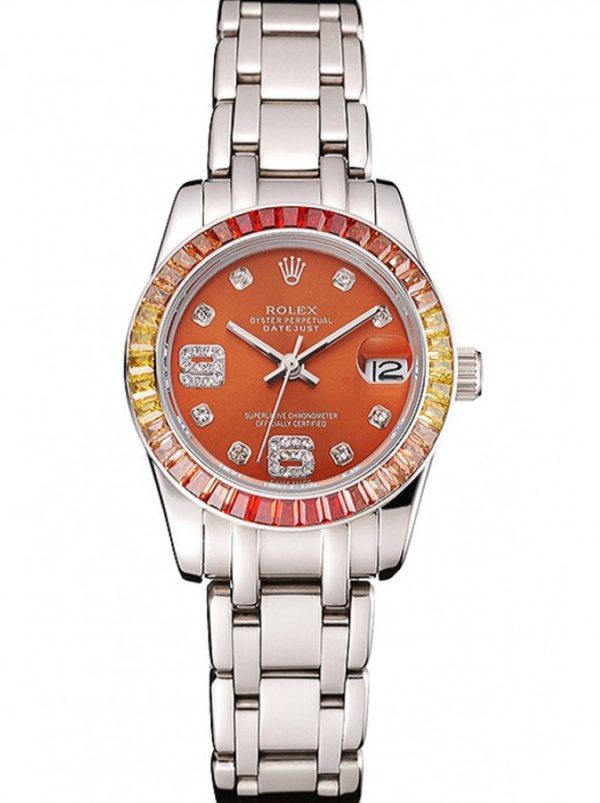 Rolex Datejust Replica 33mm Orange Dial Luxury Watch - High Quality Timepiece