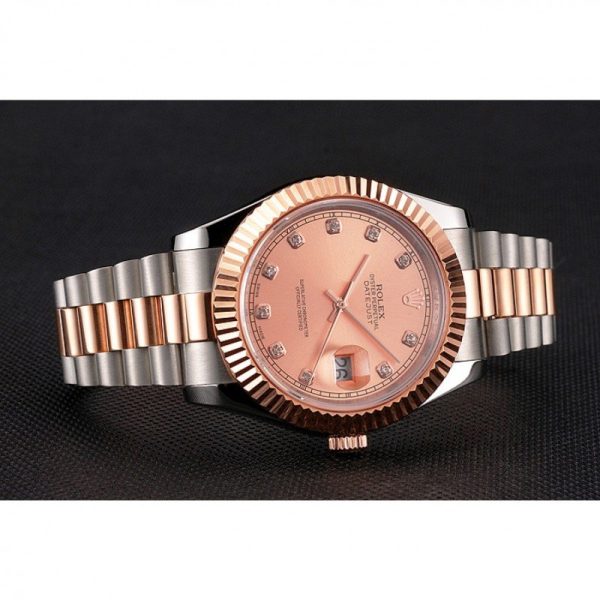 Rolex Datejust Superclone Replica 41mm Rose-Gold Dial Luxury Men's Watch - Image 4