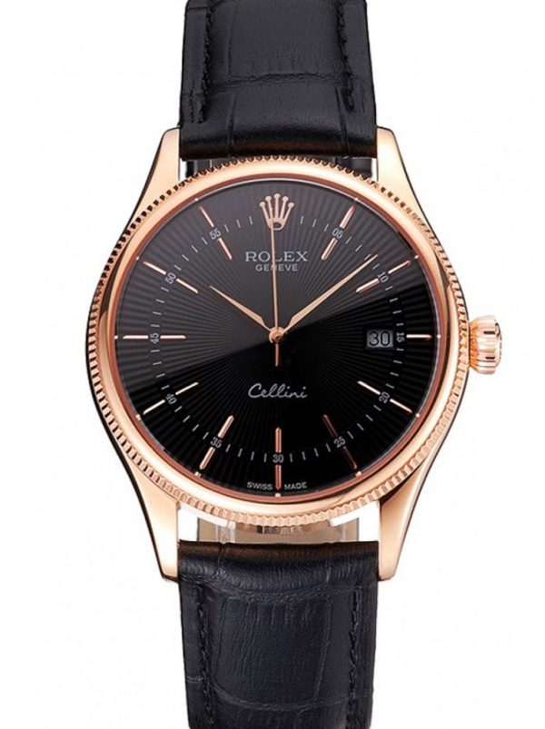 Rolex Cellini Superclone Replica 38mm Black Dial Luxury Watch - High Quality Timepiece