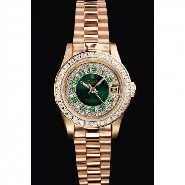 Rolex Datejust 28mm Green Dial Replica Luxury Women's Watch - Image 2