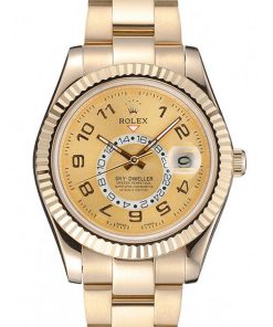 Rolex Sky-Dweller Replica 41mm Gold Dial 80243 Luxury Men's Watch
