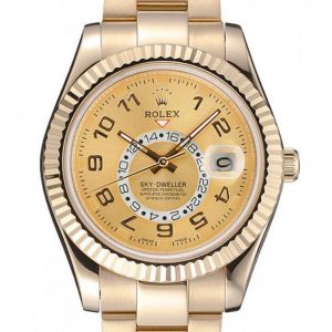 Rolex Sky-Dweller Replica 41mm Gold Dial 80243 Luxury Men's Watch