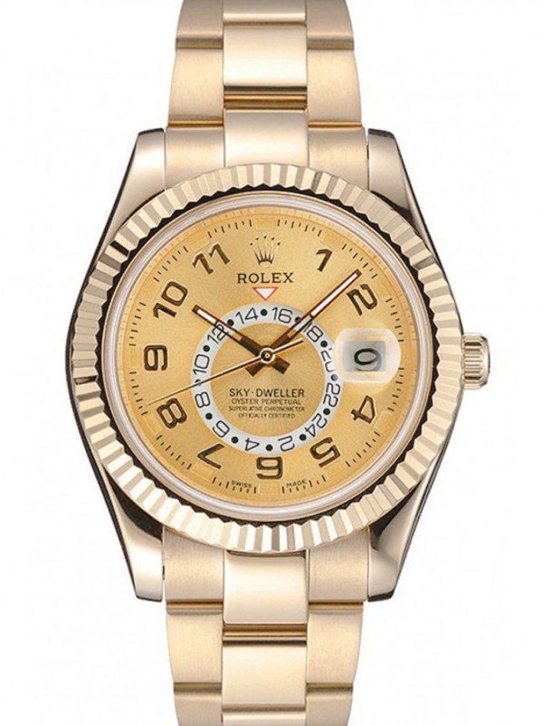 Rolex Sky-Dweller Replica 41mm Gold Dial 80243 Luxury Men's Watch
